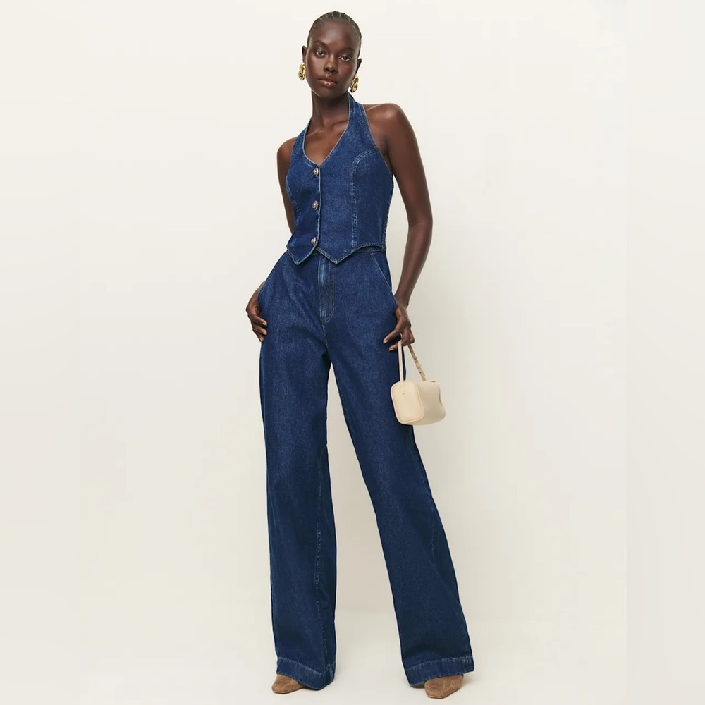 NWT Reformation Lorenza Denim Jumpsuit - 2